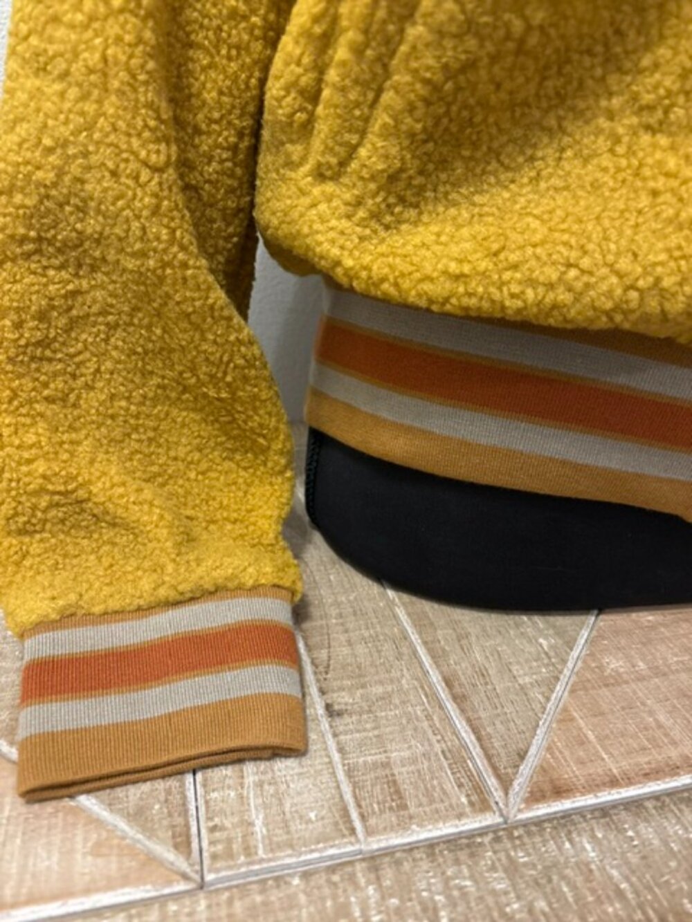 NEW Mystree Sherpa Bomber Jacket Mustard Yellow, Brown, Orange - Picture 5 of 5